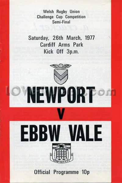 1977 Newport v Ebbw Vale  Rugby Programme
